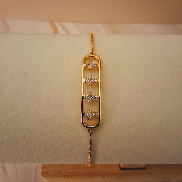 💥 Pretty Bird 24K Yellow Gold Plated Cross Bracelet – Lariat Style - Picture 4 of 8